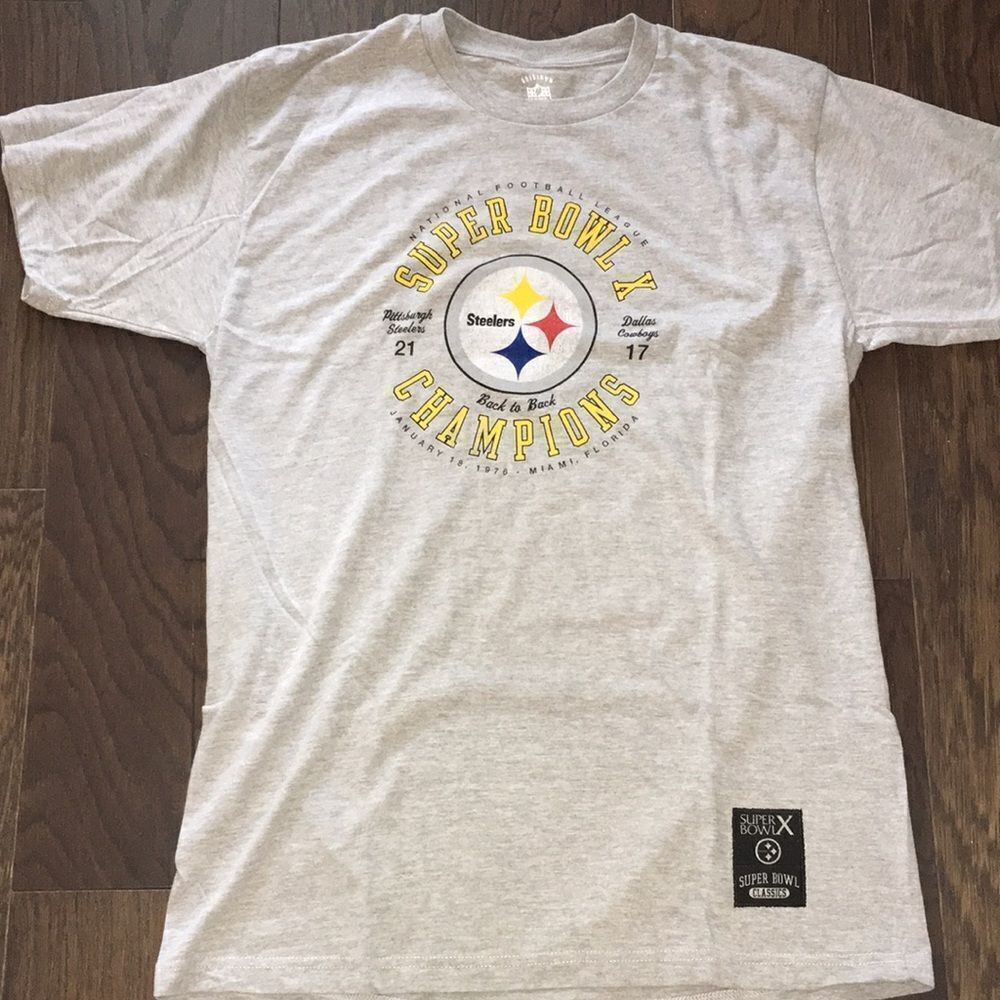 New Gray Reebok Gridiron Classic Pittsburgh Steelers Super Bowl X Football shirt